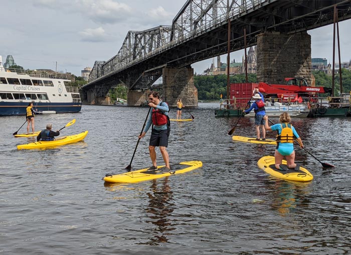 Sunday morning paddle boarding lessons with a certified paddle board instructor on the Ottawa River